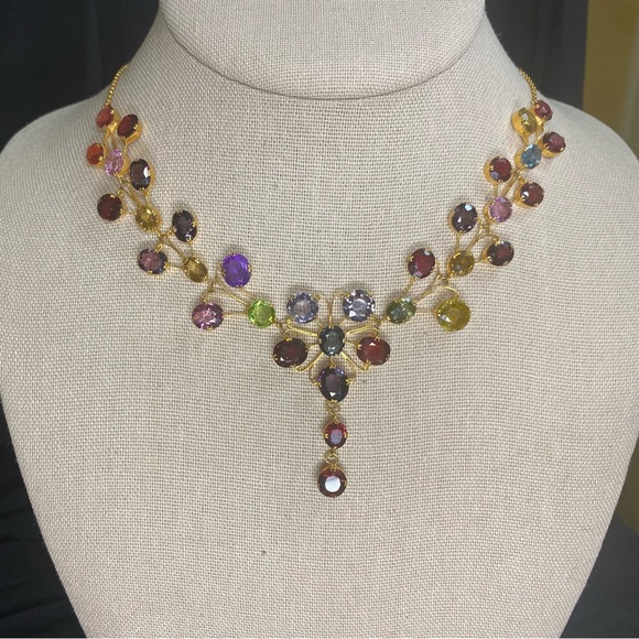 Natural Multicolor Spinel Designer Necklace in 18K solid gold New - Picture 4 of 13
